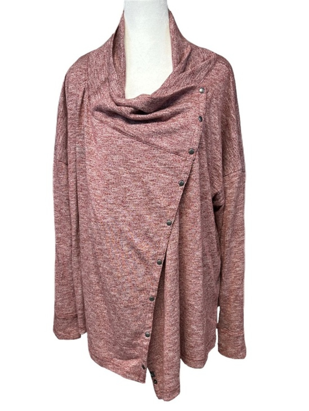 Eddie Bauer 7 Days 7 Ways Snap Button Cardigan 2XL Heathered Berry Lounge Cozy
